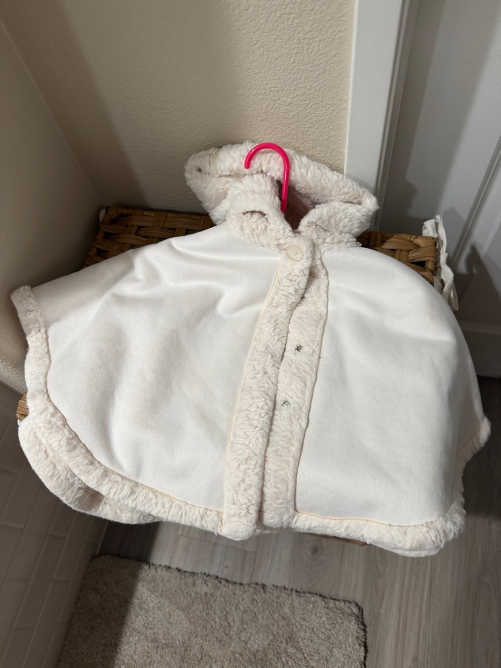 Cozy Cream Hooded Kids Cape Jacket
